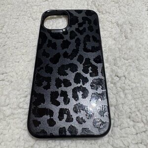 Black Leopard Print Phone Case for iPhone 13.